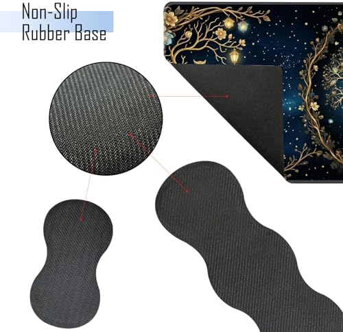 TGFEWYTJYJ Extended Gaming Mouse Pad,Memory Foam Ergonomic Keyboard Mouse Wrist Rest Support Set,Large Desk Mat with Stitched Edges,Non-Slip Base Mousepad Home Office,Aesthetic Tree of Life - Image 3