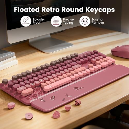 Wireless Keyboard and Mouse Combo, Magnetic Wrist Rest, Dusty Rose Ombre - Image 3