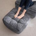 HIGOGOGO Square Stuffed Pouf Ottoman, Corduroy Poufs with Foam Chunk Filling, Furry and Fluffy Pouf Foot Stool Storage Ottoman, 25.6 X 25.6 Floor Poufs Foot Rest for Living Room, Dark Grey by HIGOGOGO