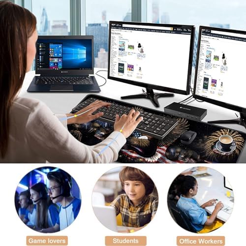 Keyboard Wrist Rest and Mouse Pad with Wrist Support Set Ergonomic Coaster,Memory Foam,Easy Typing Pain Relief,Large XL Desk Mat 31.5"x 11.8",Eagle Fireworks Flag - Image 7