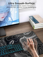 Mouse Pad with Wireless Charging, Large Desk Mat, Black Topographic Map #3 - Image 4