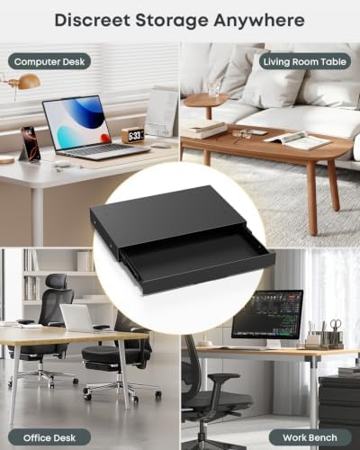 Under Desk Storage Drawer, 14.8" Wide Slide Out Under Desk Drawer - Image 7
