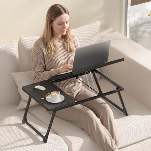 Laptop Bed Desk, 5-Angle Adjustable Bed Laptop Table with Cup Holder - Image 5