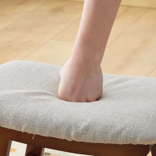 Foot Stool,Under Desk Foot Rest Ottoman, Washable Stool for Office, Living Room, Bedroom (Brown Legs-Beige Stool Seat) - Image 7