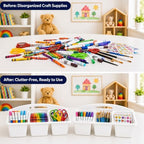 6 Pack Classroom Caddy with Handle, 6 Compartment (White) - Image 4