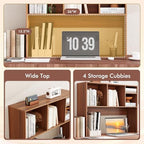 Tangkula Desktop Bookshelf, Countertop Storage Hutch with 4 Shelves for Computer Desk, Desktop 2-Tier Display Rack, Multipurpose Wood Desk Hutch Storage Organizer for Dorm Office Home (Walnut) - Image 6