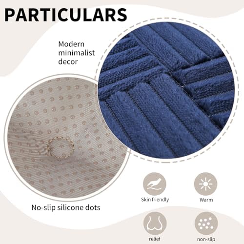 Office Stacking Chair Cushions 4 Pack, Corduroy High Density Foam Kitchen Seat Cushions with Ties, Square 17" x 17" Indoor Non-Slip Dining Chair Pads, Navy Blue，4pcs - Image 6