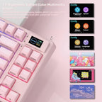 Womier 75% Pink Keyboard Wireless with Color Multimedia Screen - Image 2