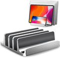 Vertical Laptop Stand for Desk [Updated Version],3-Slot Space-Saving Aluminum Desktop Stand Holder with Adjustable Dock Size Compatible for All MacBook/HP/Dell/Surface/Samsung/Chrome Book(Silver) by ARGIGU