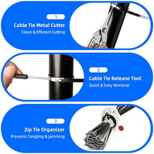Metal Zip Ties Gun Set, 200Pcs Stainless Steel Cable Ties, Blue - Image 6