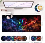 Large Keyboard Mouse Pad Set, Extended Mouse Pad+Keyboard Wrist Rest Support, Memory Foam Ergonomic Easy Typing, 4Pcs (31.5×11.8 in) Desk Pad Set for Office Home,Weed Leaf - Image 6