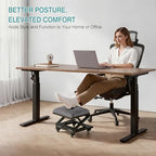 VECELO Foot Rest Under Desk at Work, Height Adjustable Rolling Foot Stool Set of 2 with Wheels, Cushioned Seat for Living Room, Bedroom, Home Office, Grey - Image 4