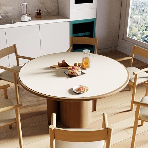 CENNBIE 54 Inches Round Cork Leather Dining Table Mat (Cream) - Image 5