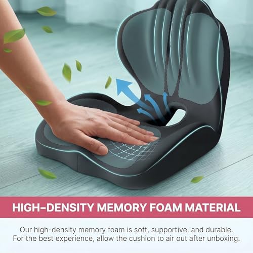 Ergonomic Waist Support and Seat Cushion, 2-in-1 Memory Foam Pad (Black) - Image 6