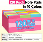 120 Pads Sticky Notes 3x3, Bright Colors Self-Stick Pads Bulk, Super Sticky Notes, School Supplies, Office Products, 50 Sheet/Pad - Image 5