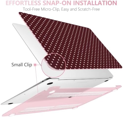 DONGKE Case for MacBook Air 13 Inch (2021-2018 Models A2337 M1/A2179/A1932), Burgundy Polka Dots Hard Shell Case with Keyboard Protector, Compatible with Retina Display and Touch ID - Image 6