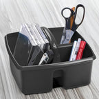 Storex 3-Compartment Small Cleaning Caddy – Multipurpose Supply Organizer with Handle, Black, 6-Pack (00972A06C) - Image 6