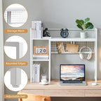 4-Tier Desk Hutch Shelf with Grid Panel, 36” Desktop Bookshelf for Monitor, Office & Home (White, 36") - Image 5