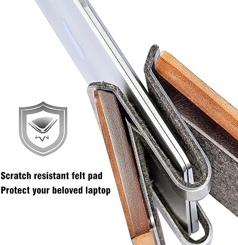 SAMDI Vertical Laptop Stand for Desk, Wooden Laptop Holder Vertical for MacBook, HP, Samsung, Chrome Book and Other Laptops(Walnut) - Image 4