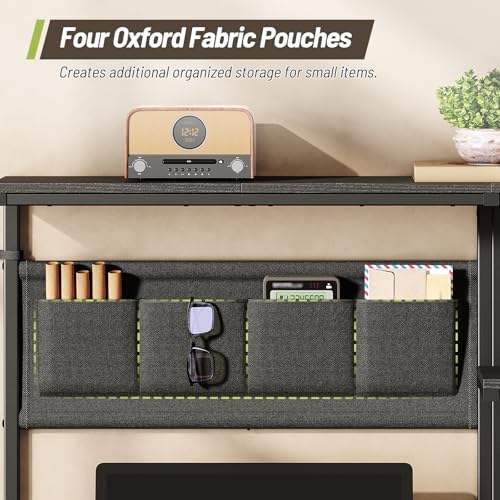 Clamp On Desk Shelf, Metal & Wooden Desktop Bookshelf & Heavy Duty Desktop Organizer, Desk Accessories,38.3" W x 33" H (Black) 999BKSSJ197 - Image 4