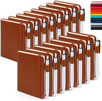 feela 15 Pack Pocket Small Notebooks Bulk, Mini Cute Notepads Hardcover College Ruled Lined Journals with Pen Holder for School Business Memos, with 15 Black Pens, 3.5”x 5.5”, A6, Brown by feela