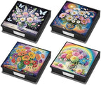 4PCS Diamond Art Painting PU Notecard Box DIY Craft Sticky Note Box with 160 Sheets of Paper Sticky Note Holder for Living Room Home Office Decoration for Adults Beginners Desk Organiser(Vase) by Unknown