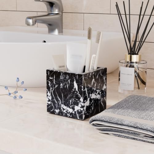 Rectangular Toothbrush Holder,Pencil Cup,3.9x3.9x3.9in,Black - Image 5