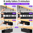 Under Desk Cable Management Tray - Under Desk Cord Management - Clamp/Screw Mount - Fabric Wire Management - Cable Raceways Tray Cord Hiders for Office/Home (Black, 28.6×5.6") - Image 4