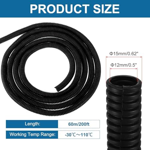 MECCANIXITY 1/2" 200ft Split Wire Loom Tubing w/Installation Tool Black - Image 2