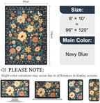 DUKINO 8x10 Area Rugs, Floral Washable Living Room Rug Non Slip, Navy Blue - Image 2