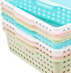 Lawei 8 Pack Plastic Storage Baskets - Colorful Paper Organizer Baskets Plastic Shelf Bins with Handles, Classroom Office File Holder for Home Office School - Image 4