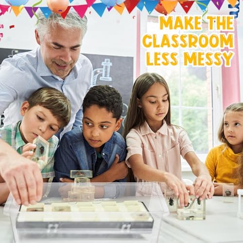 Hoteam 36 Pcs Flat Storage Organizer Bins Paper Tray Classroom,Transparent - Image 6