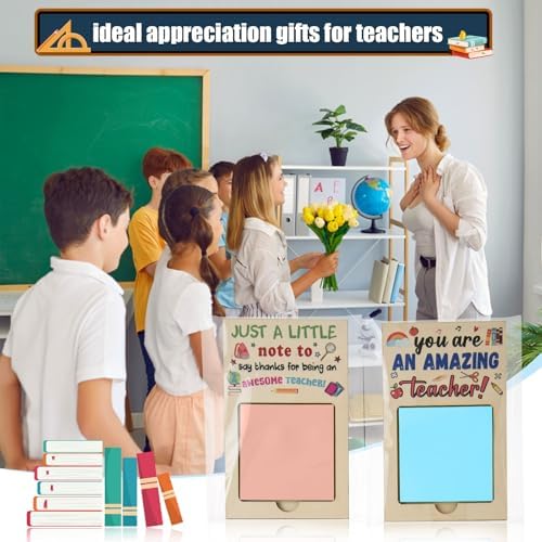MixTeach 72 Pcs Teacher Appreciation Gifts Wooden Sticky Notes Pads Holder with Sticky Notes OPP Bags Inspirational Back to School Thank You Gifts Sticky Note Organizer for Teacher Coworker Employee - Image 6