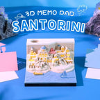 3D Memo Pad with Light,Tear Away 3D Note Pad Non-Sticky Sticky Notes,Creative 3D Art Paper Sculpture Santorini Notepad with Pen Holder Silhouette DIY Decor Gift - Image 2