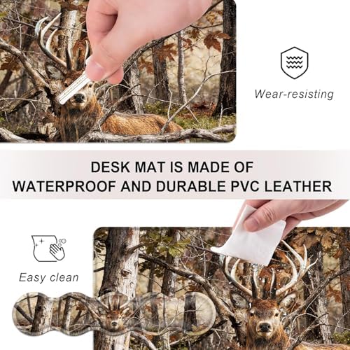 Mouse Pad,Large Desk Mat Set, 4in1 XL Mousepad + Keyboard Wrist Rest+Mouse Wrist Rest+Coaster with Ergonomic Desk Pad for Home Office Table Computer Cover -Camo Forest Deer - Image 3
