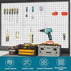 6 Pack Steel Peg Board,Universal 1/8 and 1/4 Pegboard Accessories,Ideal for Garage Tool Storage, Office Organization, Craft Room, Kitchen etc. (White, 6-12X12) - Image 3