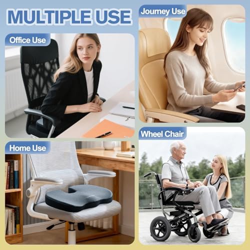 Mureon Large Office Chair Cushion, Ergonomic Memory Foam Seat Cushion, Navy - Image 6