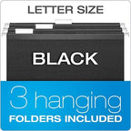 Pendaflex Portable File Box with File Rails, Simple Document Storage, File Bin for Home and Office, Hinged Lid with Double Latch Closure, Black, 3 Black Letter Size Hanging Folders Included (41742AMZ) - Image 6