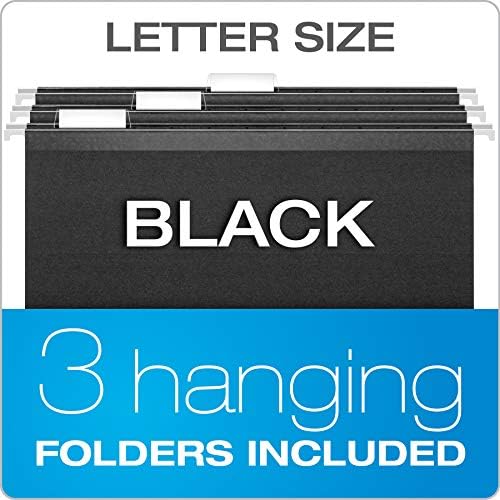 Pendaflex Portable File Box with File Rails, Simple Document Storage, File Bin for Home and Office, Hinged Lid with Double Latch Closure, Black, 3 Black Letter Size Hanging Folders Included (41742AMZ) - Image 6