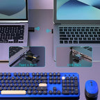 Retro Wireless Keyboard and Mouse Combo with Wrist Rest (Klein Blue) - Image 3