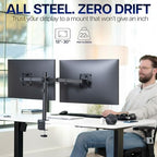 VIVO Dual Monitor Desk Mount, Heavy Duty Fully Adjustable Stand, Fits 2 LCD LED Screens up to 32 inches and 22 lbs Each, Black, STAND-V032 - Image 2