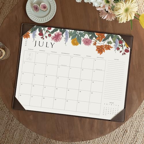 Desk Calendar 2026 with Desktop Mat, Cabbrix Large Desk Pad Calendar 22 x 17 Inch Runs From July 2026 to December 2027, Classic Floral Design Calendar 2026 for Home School and Office (Dark Coffee) - Image 4
