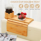 Couch Arm Tray with 360° Rotating Cup Holder,Fit Arms 5" and Wider - Image 4