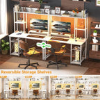 Cyclysio 39'' Gaming Desk with Hutch and Reversible Storage Shelves, White - Image 6