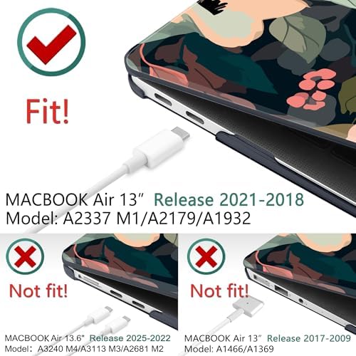 DONGKE Compatible with MacBook Air 13 inch Case 2021 2020 2019 2018 Release A2337 M1 A2179 A1932 with Retina Display & Touch ID, Plastic Hard Shell & Keyboard Cover - Painted Florals - Image 3