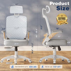 Ergonomic Office Chair, High Back Home Desk Chair with Flip-Up Arms, 3D Headrest, 90-120° Tilt and Wide Cushion Seat, Big and Tall Computer Chairs for Man Woman, Mesh Chair Black Woodgrain - Image 2