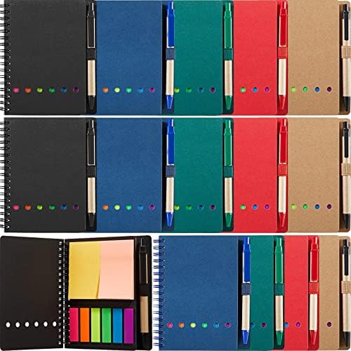 15 Pack Spiral Notebook Steno Pads Notepad with Pen in Holder Sticky Notes and Page Marker Colored Index Tabs Small Pocket Notebooks for Office School Supplies, 4.7 x 5.9 Inch by Mimorou