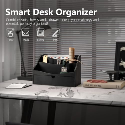 Rebee Vision Mail Organizer for Desk with Drawer for Store Jewelry, Black - Image 3