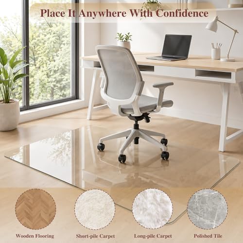 Tempered Glass Chair Mat for Carpet, 30"x55" Clear Floor Mat - Image 7