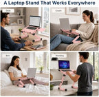 Uncaged Ergonomics Adjustable Laptop Stand for Desk, Cooling Riser (Pink) - Image 3
